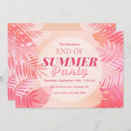 Einde van zomerfeest kaart (Voorkant / Achterkant)