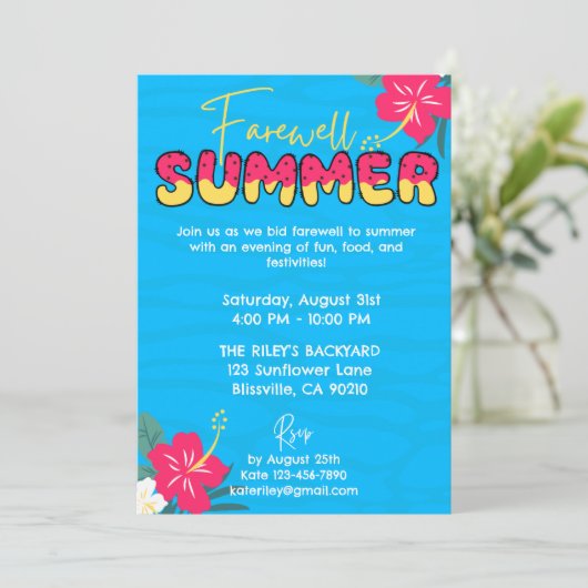 Einde van zomerfeest kaart (Staand voorkant)