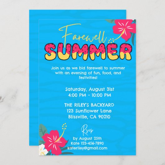 Einde van zomerfeest kaart (Voorkant / Achterkant)