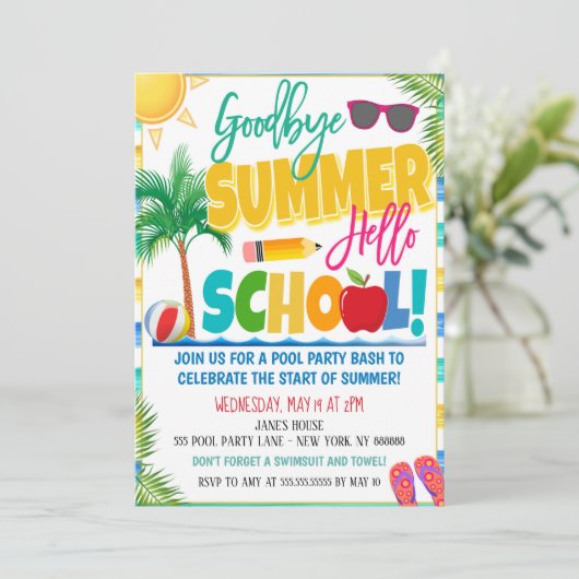 Einde van zomerfeest kaart (Staand voorkant)