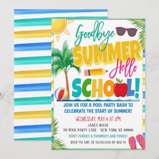 Einde van zomerfeest kaart (Voorkant / Achterkant)