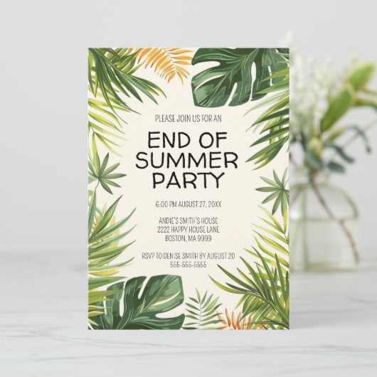 Einde van zomerpartij kaart (Staand voorkant)