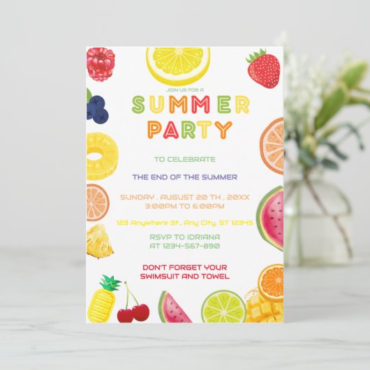 Einde van zomerpartij kaart (Staand voorkant)