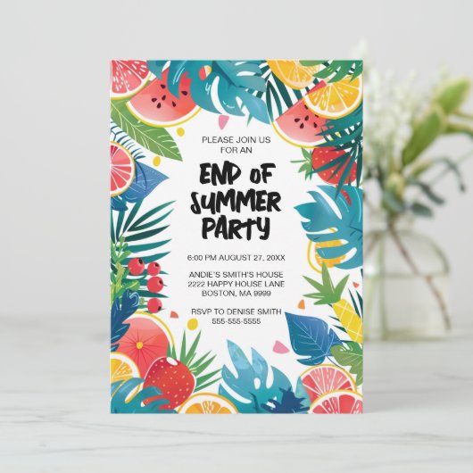 Einde van zomerpartij kaart (Staand voorkant)