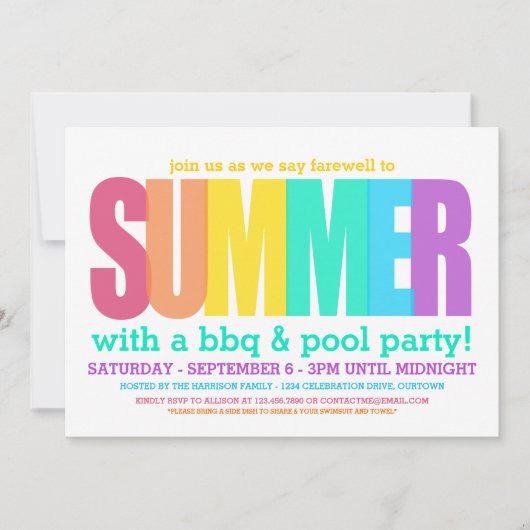 Einde van zomerpartij kaart (Voorkant)