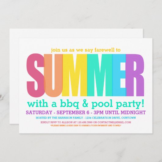 Einde van zomerpartij kaart (Voorkant / Achterkant)