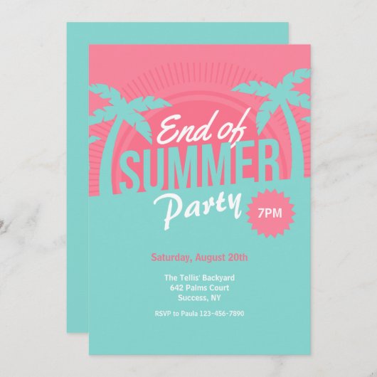 Einde van zomerpartij kaart (Voorkant / Achterkant)