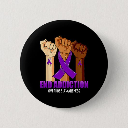 Einde Verslaving Overdosis Awareness Lint Ronde Button 5,7 Cm (Voorkant)