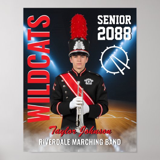 Eindefoto van de marsband van de bovenbouw van de poster (Voorkant)