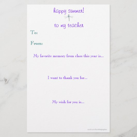 Eindejaars-brief van een leraar bedanken (Voorkant)