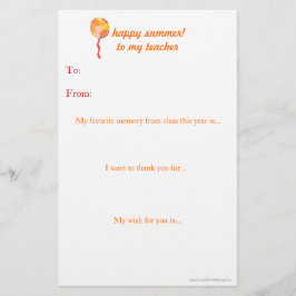 Eindejaars-briefje van dank aan de leraar