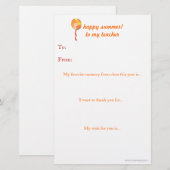 Eindejaars-briefje van dank aan de leraar (Voorkant / Achterkant)