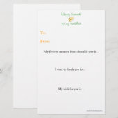 Eindejaars-briefje van dank aan de leraar briefpapier (Voorkant / Achterkant)