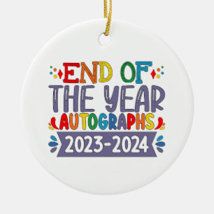 Eindejaars handtekeningen 2024 Laatste schooldag Keramisch Ornament