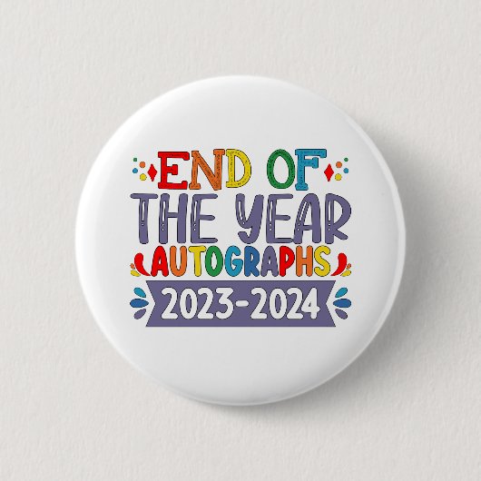 Eindejaars handtekeningen 2024 Laatste schooldag Ronde Button 5,7 Cm (Voorkant)