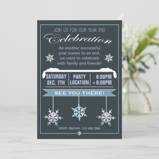 Eindejaarsviering kerstfeest uitnodiging (Staand voorkant)