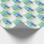 Eindelblauw vergeet me niet bloemen cadeaupapier (Hoek)