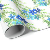 Eindelblauw vergeet me niet bloemen cadeaupapier (Rol Hoek)