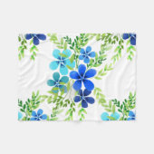 Eindelblauw vergeet me niet bloemen fleece deken (Voorkant (Horizontaal))