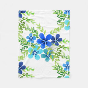 Eindelblauw vergeet me niet bloemen fleece deken