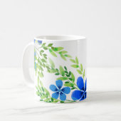 Eindelblauw vergeet me niet bloemen koffiemok (Voorkant links)