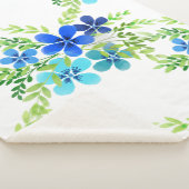 Eindelblauw vergeet me niet bloemen sherpa deken (3/4)