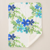 Eindelblauw vergeet me niet bloemen sherpa deken (Voorkant)