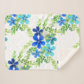 Eindelblauw vergeet me niet bloemen sherpa deken (Voorkant (horizontaal))