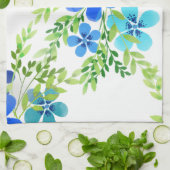 Eindelblauw vergeet me niet bloemen theedoek (Gevouwen)