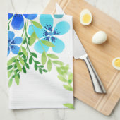 Eindelblauw vergeet me niet bloemen theedoek (Quarter Fold)