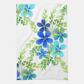 Eindelblauw vergeet me niet bloemen theedoek (Verticaal)