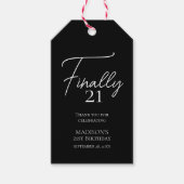 Eindelijk 21 Black & White 21e verjaardag Cadeaulabel (Voorkant)