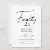 Eindelijk 21 Black & White 21e verjaardag Kaart (Voorkant)