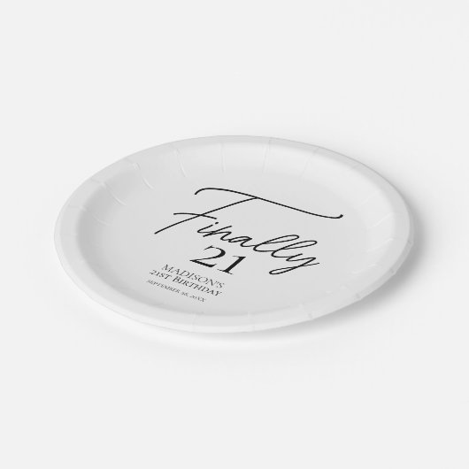 Eindelijk 21 Black & White 21e verjaardag Papieren Bordje (Gekanteld)