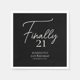Eindelijk 21 Black & White 21e verjaardag Servet