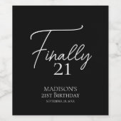Eindelijk 21 Black & White 21e verjaardag Wijn Etiket (Enkel label)