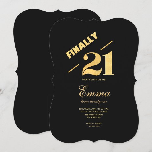 Eindelijk 21 verjaardagsfeestje kaart (Voorkant / Achterkant)