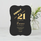 Eindelijk 21 verjaardagsfeestje kaart (Staand voorkant)