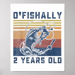 Eindelijk 2 Jaar Oude T-Shirt 2e Verjaardag Vissen Poster