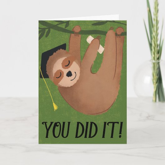 Eindelijk Afstuderen Sloth Afstuderen Wenskaart Kaart (Voorkant)