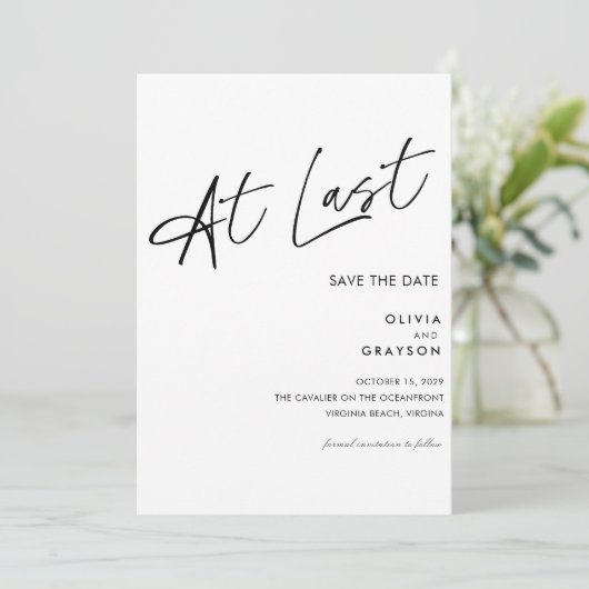 Eindelijk bewerkbaar Modern Minimalist Sla de datu Save The Date (Staand voorkant)