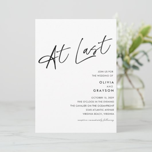 Eindelijk bewerkbare moderne minimalistische bruil kaart (Staand voorkant)