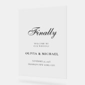 Eindelijk Black Script bruiloft welkom Acryl Bord (Hoek)