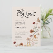 Eindelijk Boho Wildflower bruiloft Kaart (Staand voorkant)