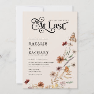 Eindelijk Boho Wildflower bruiloft Kaart