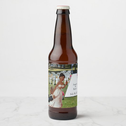 Eindelijk bruiloft grappig zwart paar bier etiket (Voorkant)