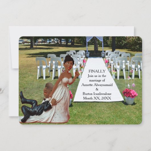 Eindelijk bruiloft grappig zwart paar kaart (Voorkant)