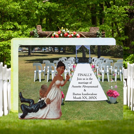 Eindelijk bruiloft grappig zwart paar kaart