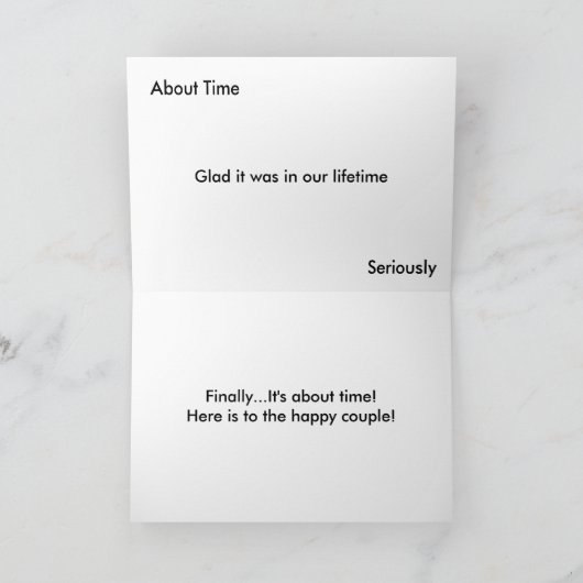 Eindelijk bruiloft paar bruin haar grappig paar kaart (Binnen)