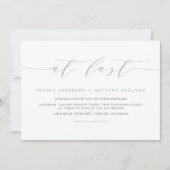 Eindelijk Dusty Blue Minimalist Script Wedding Kaart (Voorkant)